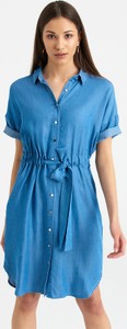 Niebieska sukienka Greenpoint z krótkim rękawem koszulowa mini