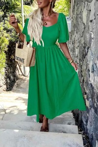 Zielona sukienka IVET z długim rękawem midi