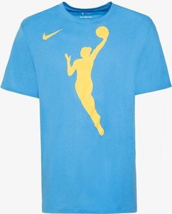 Niebieski t-shirt Nike z krótkim rękawem w sportowym stylu z nadrukiem