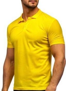 Żółta koszulka polo Denley z krótkim rękawem z bawełny w stylu casual