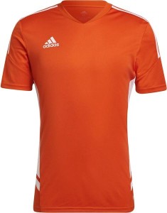 Czerwony t-shirt Adidas w sportowym stylu z dżerseju