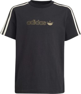 Czarna bluzka dziecięca Adidas dla dziewczynek z bawełny
