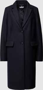 Granatowy płaszcz Tommy Hilfiger w stylu casual z kaszmiru