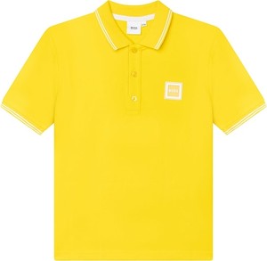 Żółta koszulka dziecięca Hugo Boss z bawełny