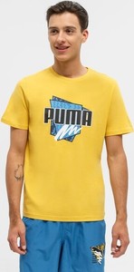 Żółty t-shirt Puma w sportowym stylu z krótkim rękawem