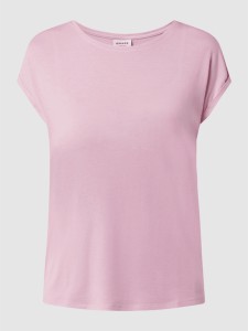 Różowa bluzka Vero Moda z okrągłym dekoltem w stylu casual