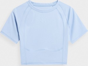 Niebieska bluzka 4F w sportowym stylu z okrągłym dekoltem z krótkim rękawem