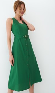 Zielona sukienka Mohito w stylu casual z dekoltem w kształcie litery v midi
