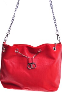 Czerwona torebka Pantofelek24 na ramię ze skóry ekologicznej w stylu glamour