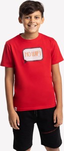 Czerwona koszulka dziecięca volcano.pl z bawełny dla chłopców