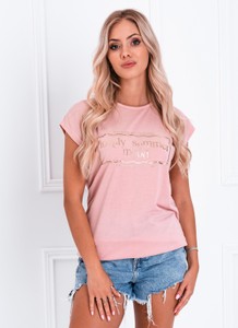 Różowy t-shirt Edoti w młodzieżowym stylu