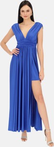 Niebieska sukienka L’AF maxi z krótkim rękawem