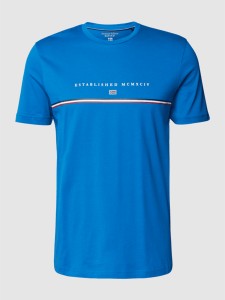 Niebieski t-shirt Christian Berg z nadrukiem z bawełny