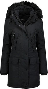Czarny płaszcz Geographical Norway w stylu casual