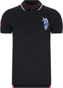 Czarna koszulka polo U.S. Polo z bawełny w stylu casual