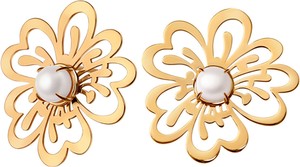 Blossom - Biżuteria Yes Kolczyki srebrne pozłacane z perłami - kwiaty - Blossom