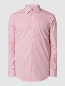Różowa koszula Hugo Boss z bawełny w stylu casual z długim rękawem