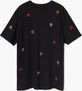 Czarna sukienka Cropp t-shirt z krótkim rękawem z okrągłym dekoltem