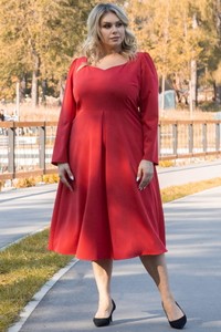 Czerwona sukienka KARKO z długim rękawem w stylu casual