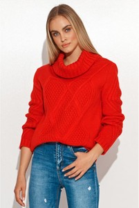 Czerwony sweter Makadamia w stylu casual