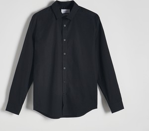 Czarna koszula Reserved w stylu casual z długim rękawem z bawełny
