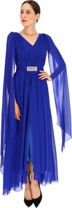 Niebieska sukienka L’AF z długim rękawem