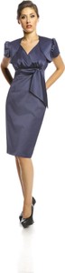 Niebieska sukienka Fokus z krótkim rękawem kopertowa midi