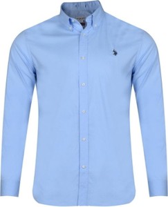 Niebieska koszula U.S. Polo z klasycznym kołnierzykiem w stylu casual
