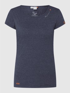 Granatowy t-shirt Ragwear z bawełny z okrągłym dekoltem w stylu casual
