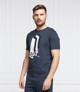 Niebieski t-shirt Hugo Boss w młodzieżowym stylu z krótkim rękawem z dżerseju