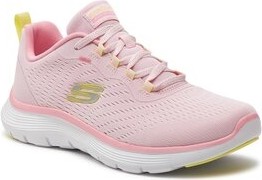 Różowe buty sportowe Skechers flex sznurowane w sportowym stylu