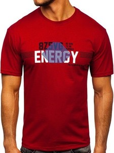 Czerwony t-shirt Denley z krótkim rękawem z nadrukiem z bawełny