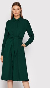 Zielona sukienka Ralph Lauren z kołnierzykiem z długim rękawem w stylu casual