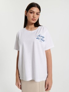 T-shirt Sinsay w młodzieżowym stylu z bawełny z okrągłym dekoltem