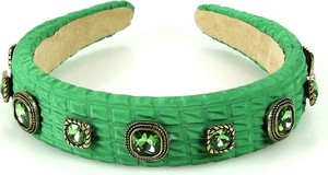 Gk-Style Elegancka opaska na włosy z materiału typu kora ze zdobieniami zielony