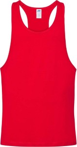 Czerwona bluzka JK Collection z okrągłym dekoltem na ramiączkach z bawełny