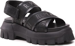Czarne sandały Replay z klamrami na platformie w stylu casual