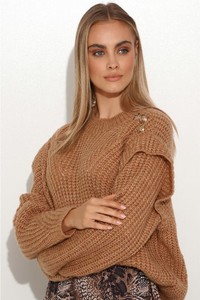 Brązowy sweter Makadamia z wełny