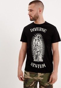 Czarny t-shirt Diverse z krótkim rękawem z bawełny