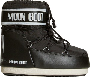 Czarne śniegowce Moon Boot z płaską podeszwą sznurowane