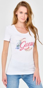T-shirt Guess w młodzieżowym stylu z okrągłym dekoltem z krótkim rękawem