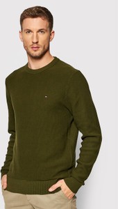 Zielony sweter Tommy Hilfiger w stylu casual z okrągłym dekoltem
