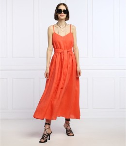 Pomarańczowa sukienka Max & Co. z dekoltem w kształcie litery v na ramiączkach w stylu casual