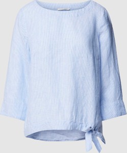 Niebieska bluzka Christian Berg Woman z okrągłym dekoltem z lnu