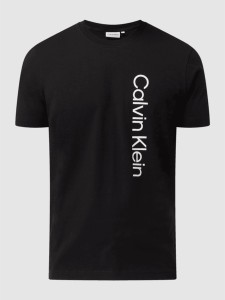 T-shirt Calvin Klein z okrągłym dekoltem z bawełny z krótkim rękawem