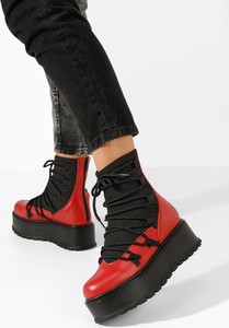 Czerwone botki Zapatos na platformie