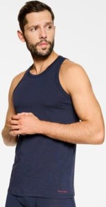 Granatowa koszulka z długim rękawem Rene Vilard w stylu casual z krótkim rękawem