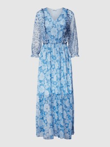 Niebieska sukienka Liu-Jo z szyfonu rozkloszowana