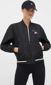 Czarna kurtka Adidas krótka w sportowym stylu bez kaptura
