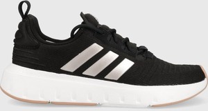 Czarne buty sportowe Adidas w sportowym stylu sznurowane z płaską podeszwą